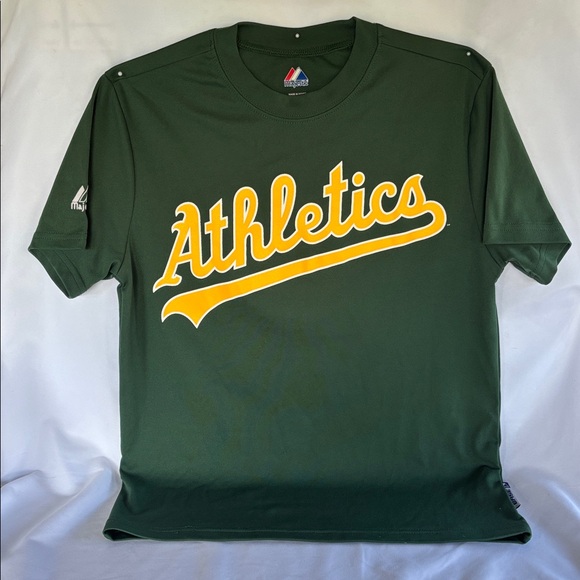 Majestic Other - Slightly Worn Majesty Athletics YMCA Baseball Jersey Dark Green/Yellow - Medium
